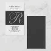 Monogramme noir gris blanc Carte de visite moderne (Devant / Derrière)