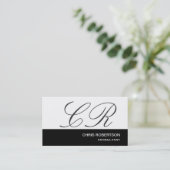 Monogramme noir gris blanc Consultant Carte de vis (Debout devant)