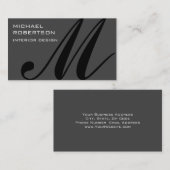 Monogramme noir gris Carte de visite standard (Devant / Derrière)