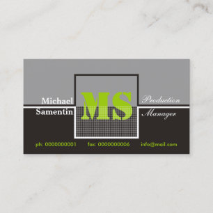 Monogramme noir gris cartes de visite