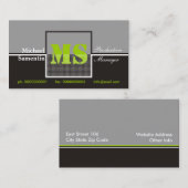 Monogramme noir gris cartes de visite (Devant / Derrière)