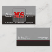 Monogramme noir gris cartes de visite (Devant / Derrière)