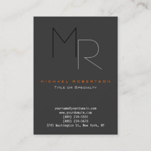 Monogramme noir gris tendance Carte de visite simp