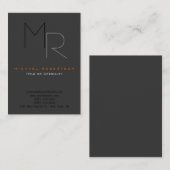 Monogramme noir gris tendance Carte de visite simp (Devant / Derrière)