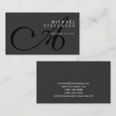 Monogramme noir gris tendance Carte de visite stan (Devant / Derrière)