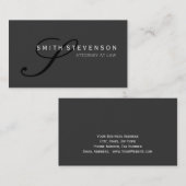 Monogramme noir gris unique Carte de visite standa (Devant / Derrière)