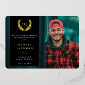 Monogramme noir + Laurel Faire-part de graduation (Recto)