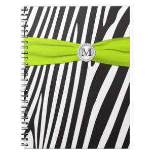 Monogramme Noir Lime Blanc Zèbre Carnet rayé