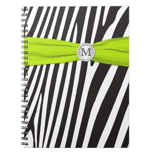 Monogramme Noir Lime Blanc Zèbre Carnet rayé (Devant)