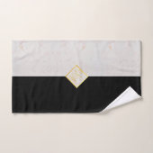 Monogramme Noir Marbre Blanc Or Élégant Script (Serviette à main)