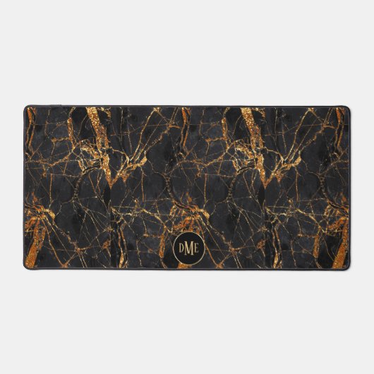 Monogramme noir marbré rose doré (Recto)