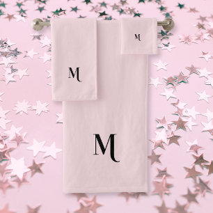 Monogramme noir moderne élégant Premier Pastel ros
