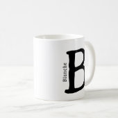 Monogramme noir moderne Initiale & Nom Café Mug (Devant droit)