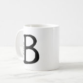 Monogramme noir moderne Initiale & Nom Café Mug (Devant gauche)