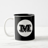 Monogramme noir Mug de café imprimé sur mesure (Gauche)