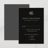 Monogramme Noir Or Elegant Mariage RSVP (Devant / Derrière)
