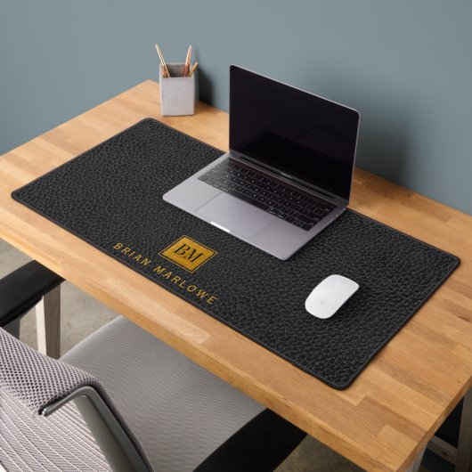 Monogramme noir or Faux noir cuir (Bureau 2)