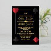 Monogramme Noir Or Jouer Carte de mariage Invitati (Debout devant)