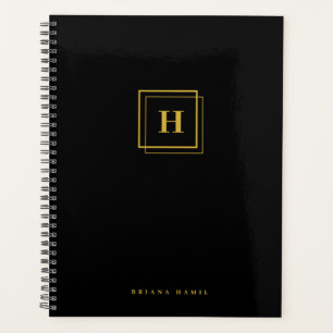 Monogramme noir or moderne Nom Organisateur Planif