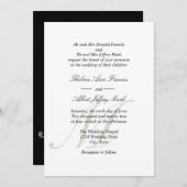Monogramme noir Parents mariage Invitations (Devant / Derrière)