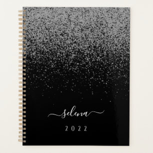 Monogramme noir Parties scintillant argent fille