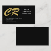 Monogramme Noir Plain Consultant Carte de visite (Devant / Derrière)