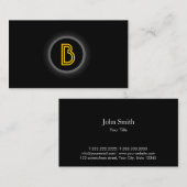 Monogramme noir point foncé Carte de visite (Devant / Derrière)
