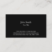 Monogramme noir point foncé Carte de visite (Dos)