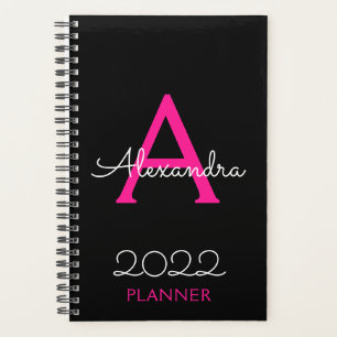 Monogramme noir rose chaud 2022 élégant