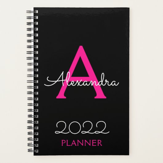 Monogramme noir rose chaud 2022 élégant (Devant)