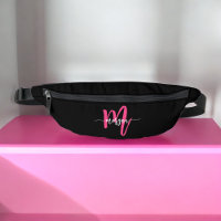 Monogramme noir rose chaud Nom de la fille Script