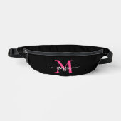 Monogramme noir rose chaud Nom de la fille Script (Recto)