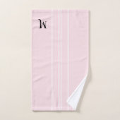 Monogramme noir rose pastel Grandes bandes de cour (Serviette à main)