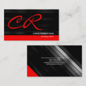 Monogramme Noir Rouge Consultant Carte de visite (Devant / Derrière)