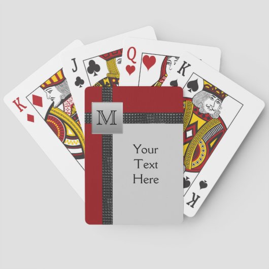 Monogramme Noir, Rouge, Gris Cartes de Jeu (dos)