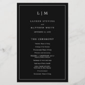 Monogramme noir simple Élégant programme de mariag (Devant)