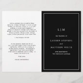 Monogramme noir simple Élégant programme de mariag (Devant)