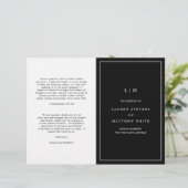 Monogramme noir simple Élégant programme de mariag (Debout devant)