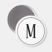 Monogramme noir sur aimant rond blanc (Recto/Verso)