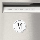 Monogramme noir sur aimant rond blanc (In Situ (Lave-vaisselle))