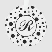 Monogramme noir sur blanc Polka Motif point (devant)