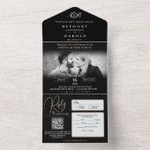 Monogramme noir tout en un mariage Invitation (À l'intérieur)