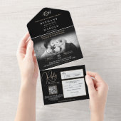 Monogramme noir tout en un mariage Invitation (Déchirure)