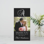 Monogramme noir Un Carte photo Merci Mariage (Debout devant)