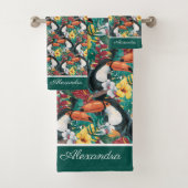 Monogramme noir vert Toucan Tropical Flower (En situation)