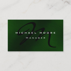 Monogramme noir vert Unique Carte de visite Manage