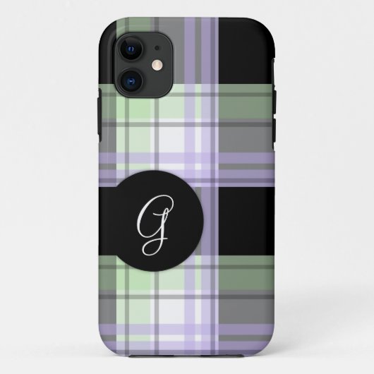 Monogramme noir violet vert plaqué iPhone 5 Coque (Dos)