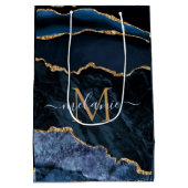 Monogramme Nom Agate Marine Bleu Marbre Or Sac cad (Dos)
