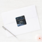 Monogramme Nom Agate Marine Bleu Sticker en marbre (Enveloppe)