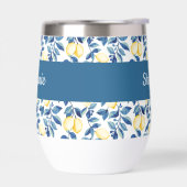 Monogramme Nom Aquarelle Citron Bleu (Gauche)